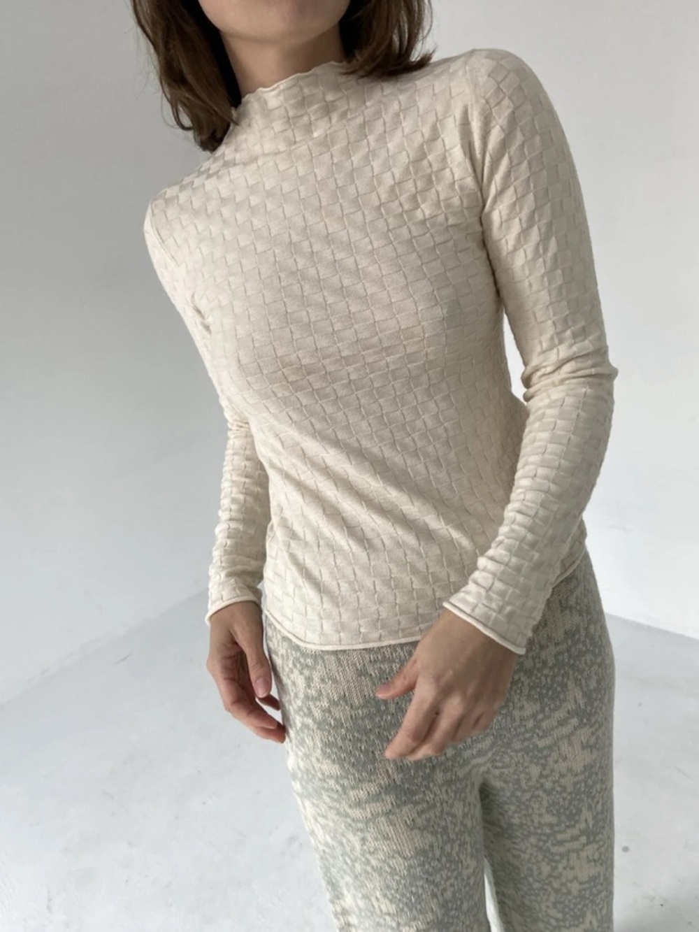Ajaie Alaie pragma undyed cotton funnel neck knit top